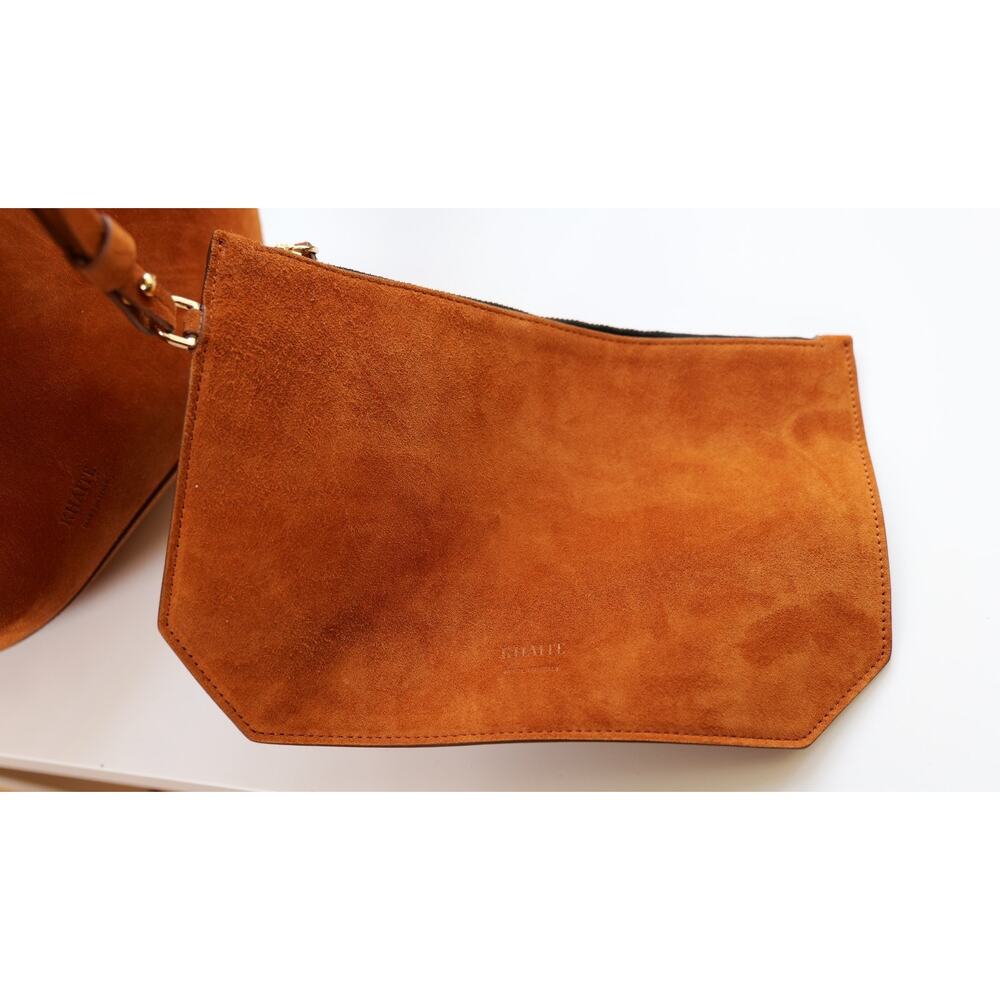 Khaite Lotus Caramel Brown Calfskin Suede Shoulder Tote Bag (Size Medium) - Picture 5 of 9